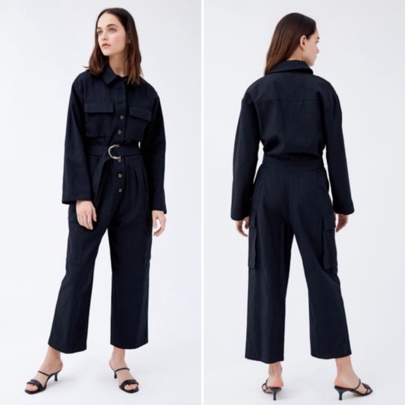 Urban Outfitters Pants - Urban Outfitters Black Belted Cargo Jumpsuit Women’s Small